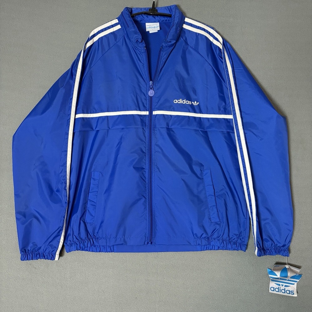 BNWT Vintage 1984 Adidas Originals Windbreaker Blue White Trefoil Jacket Mens L